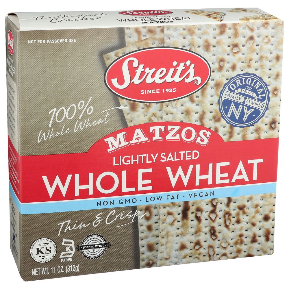 Streit's Lightly Salted Whole Wheat Matzo, 11 Ounce -- 12 Per Case