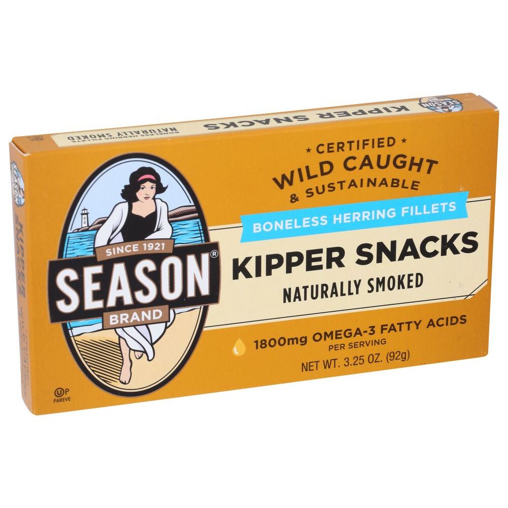 Season Naturally Smoked Boneless Herring Fillets Kipper Snacks, 3.25 Ounce -- 12 Per Case
