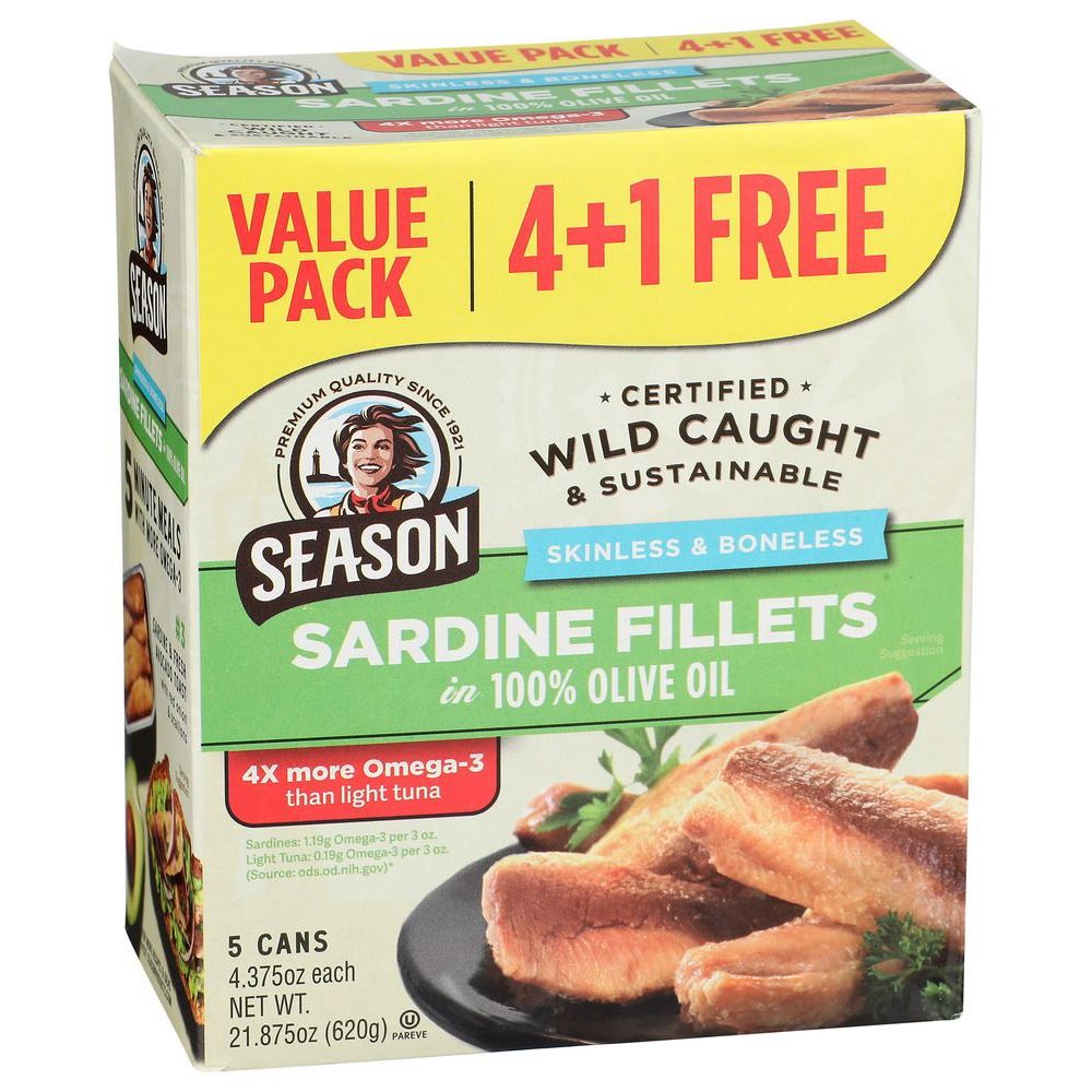Season Skinless And Boneless Sardine Fillets In Olive Oil, 21.875 Ounce -- 6 Per Case