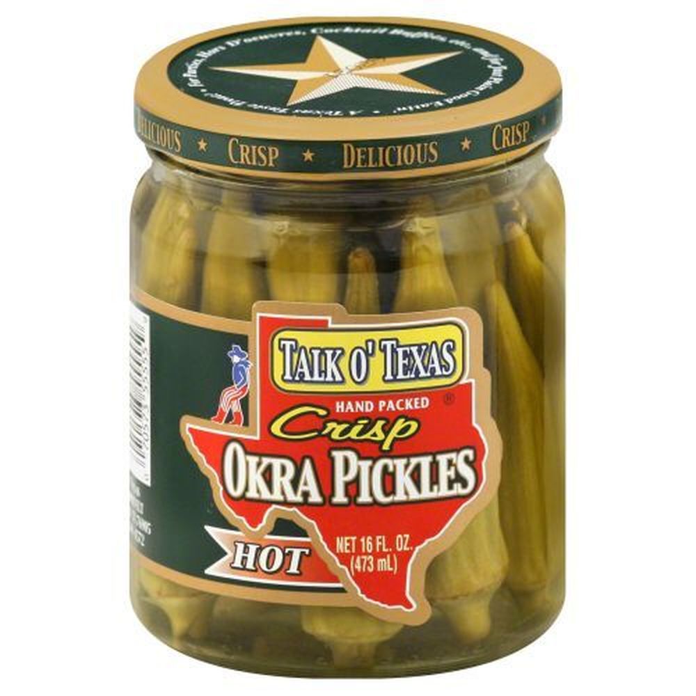 Talk O' Texas Hot Crisp Okra Pickles, 16 Ounce -- 12 Per Case