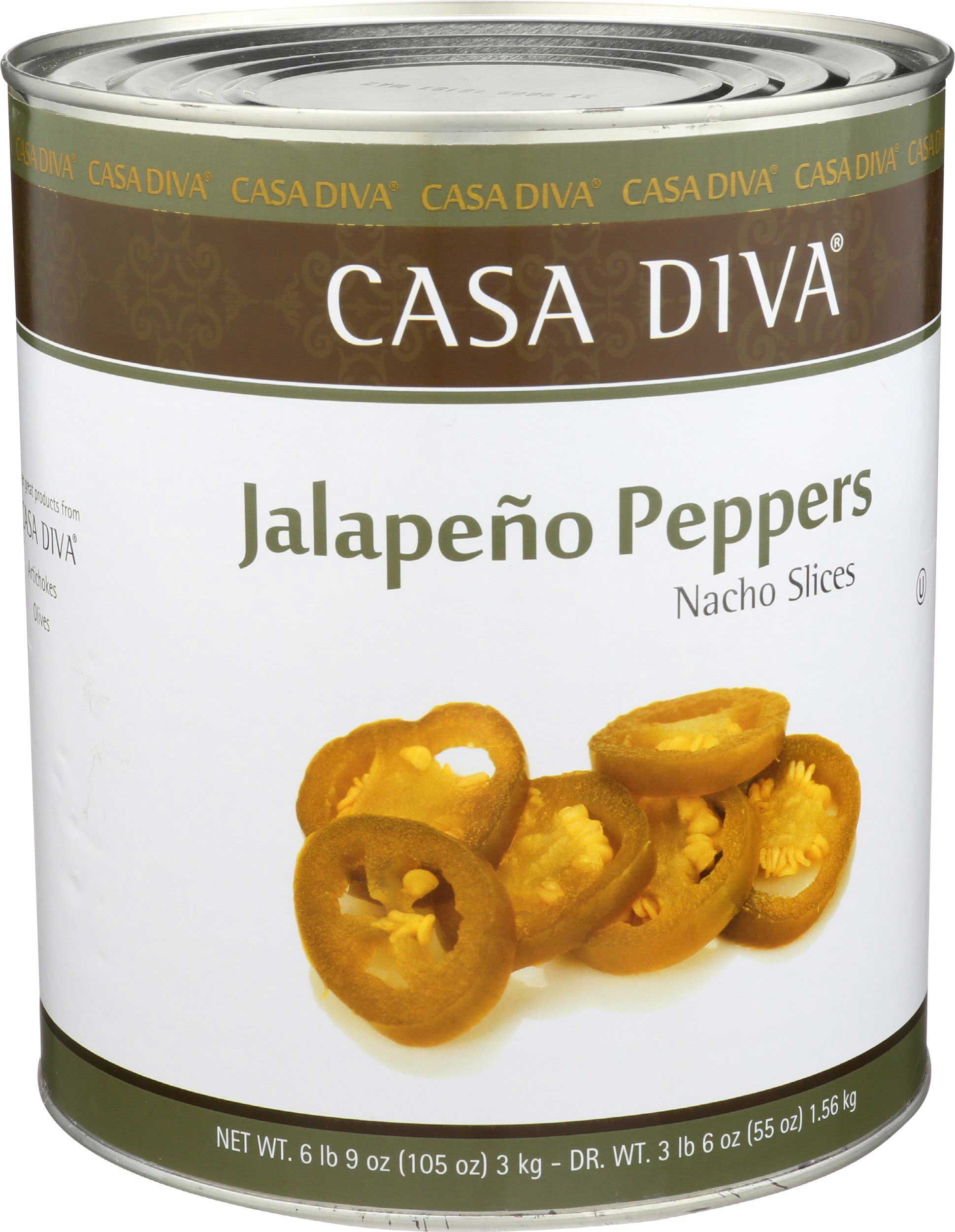 Casa Diva Nacho Sliced Jalapeno Peppers, 105 Ounce -- 6 Per Case