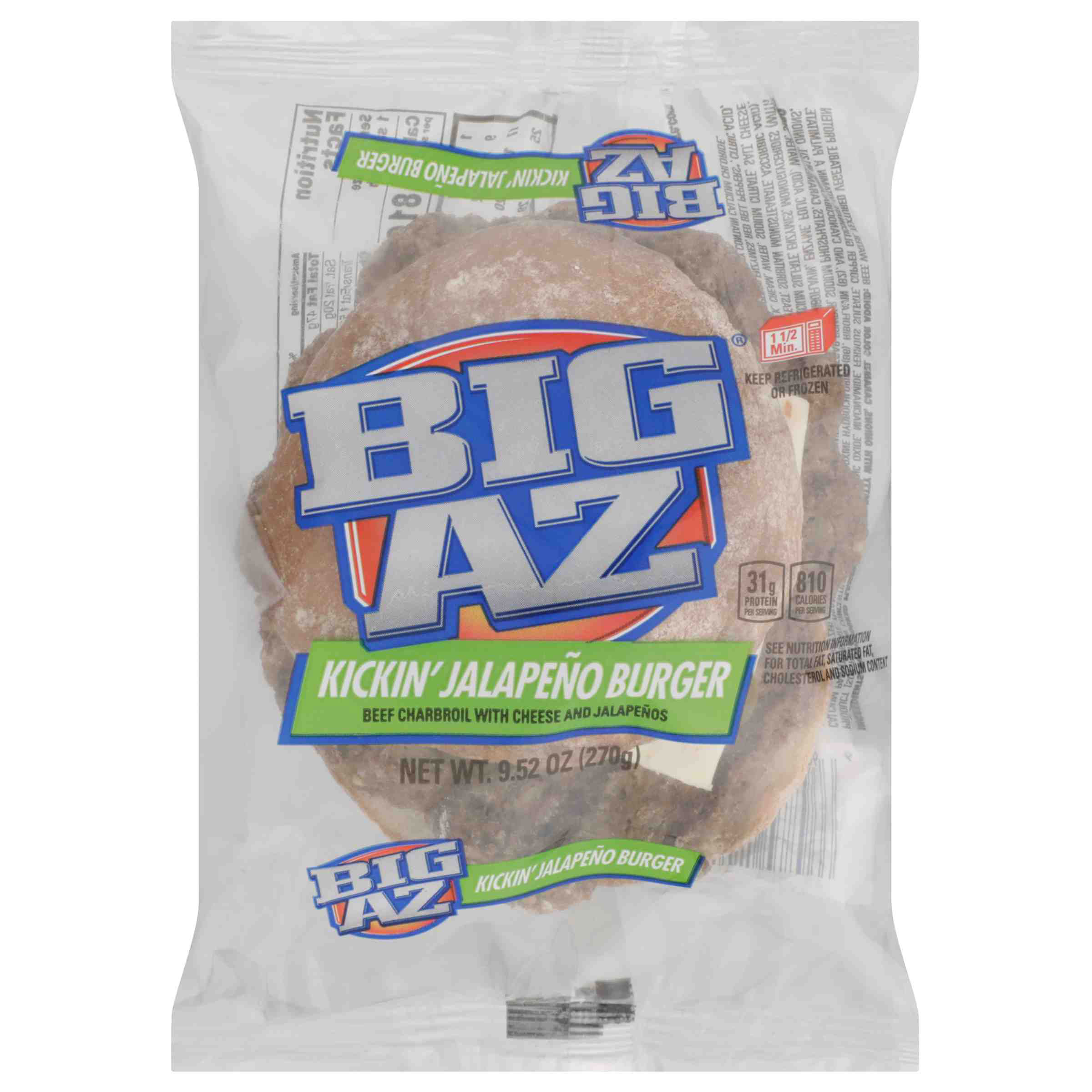 Big AZ Kickin Jalapeno Cheeseburger, 9.52 Ounce -- 10 per case