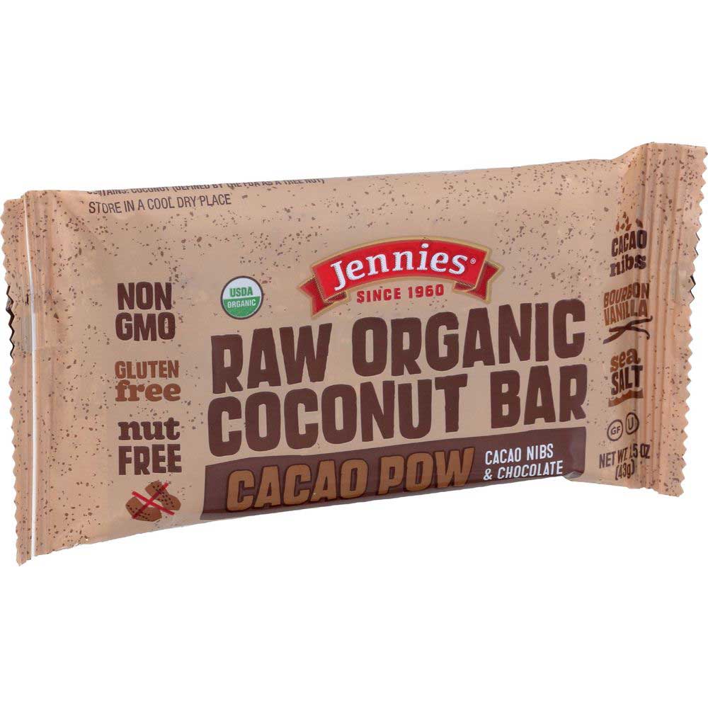 Jennies Organic Cacao Pow Raw Coconut Bar, 1.5 Ounce -- 12 Per Case