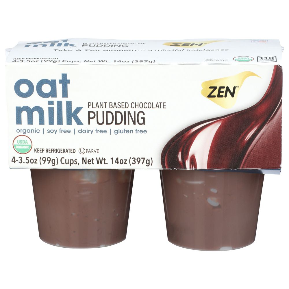 Zen Organic Plant Based Chocolate Oat Milk Pudding, 3.5 Ounce