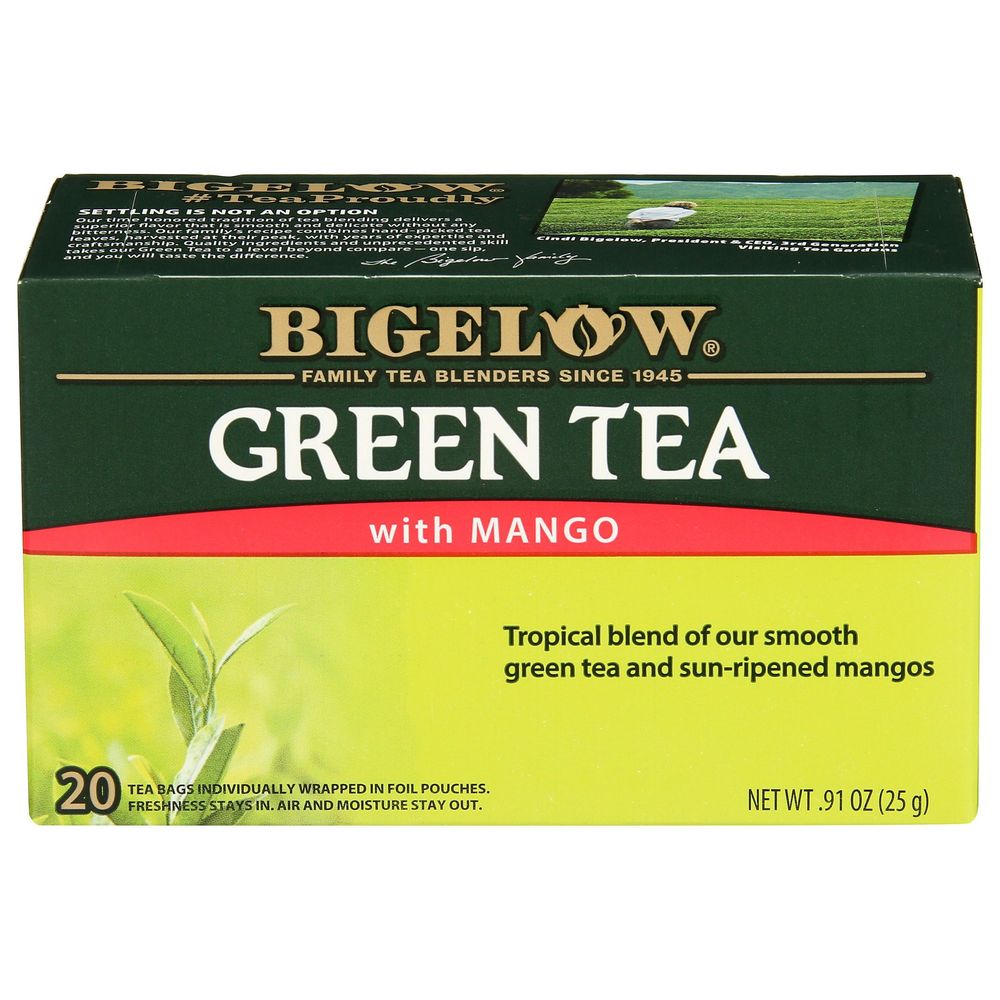 Bigelow Té Verde Con Mango En Bolsitas, 0.91 Onza -- 6 Por Caja