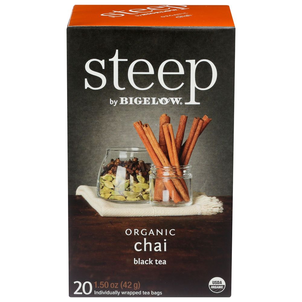 Bigelow Steep Organic Chai Black Tea Bag, 1.5 oz -- 6 Per Case