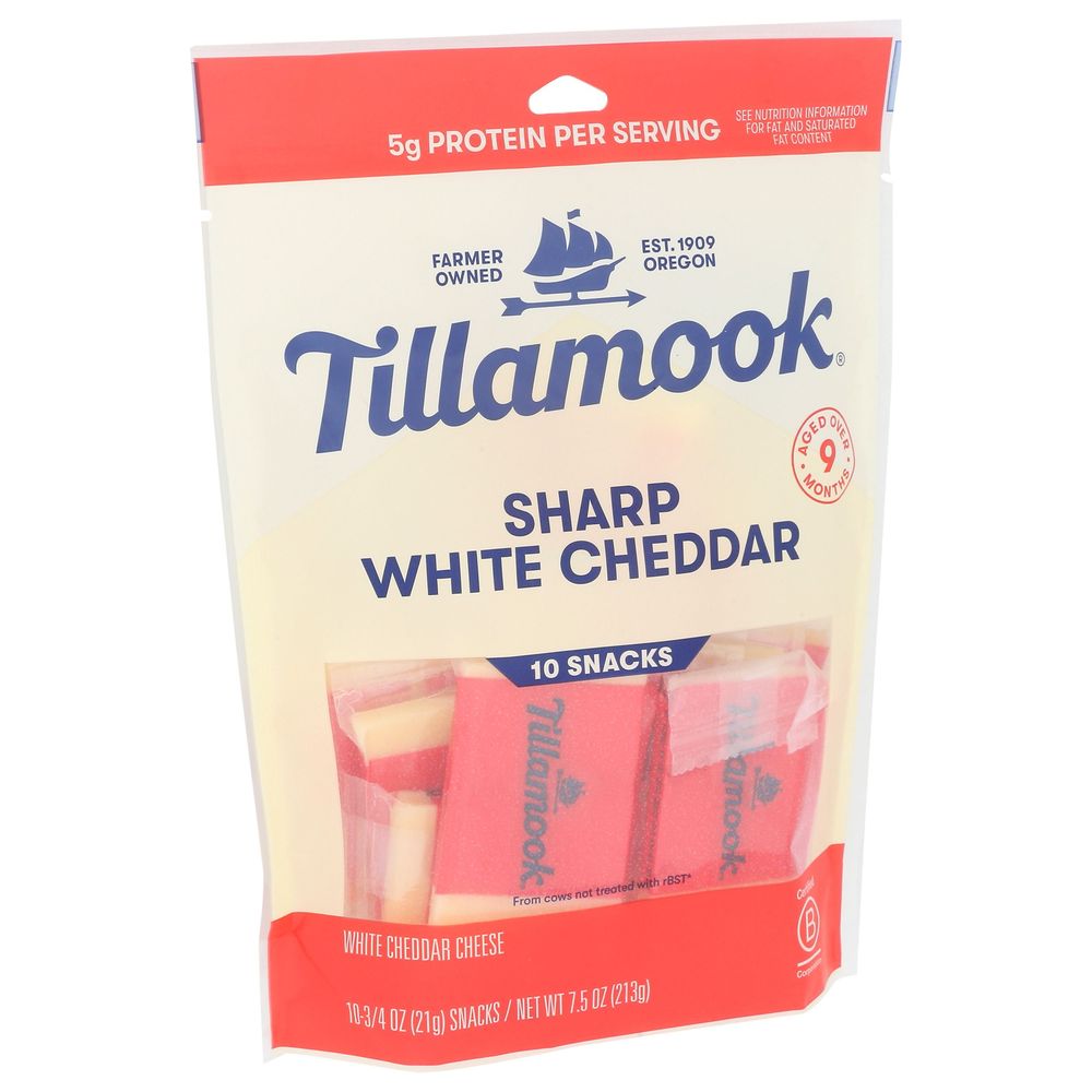 Tillamook Sharp White Cheddar Cheese Snack, 7.5 Ounce -- 12 Per Case