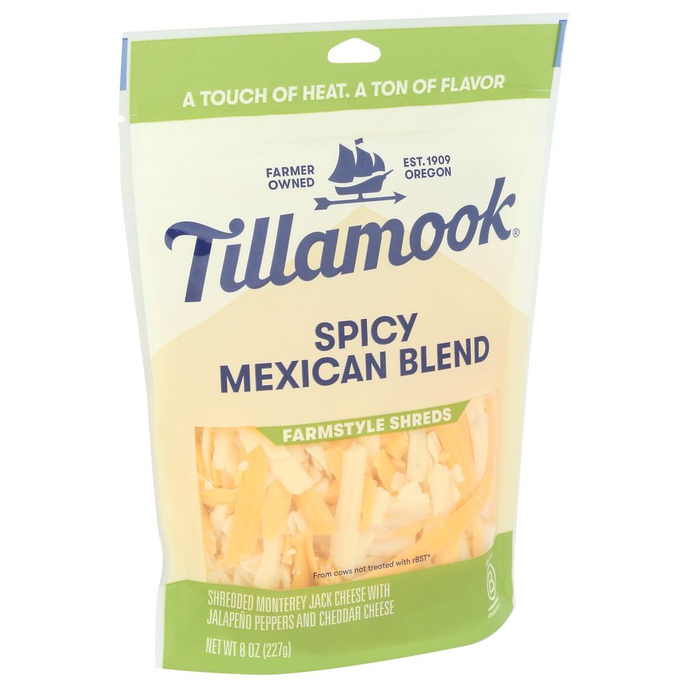 Tillamook Farmstyle Spicy Mexican Blend Cheese, 8 Ounce -- 12 Per Case
