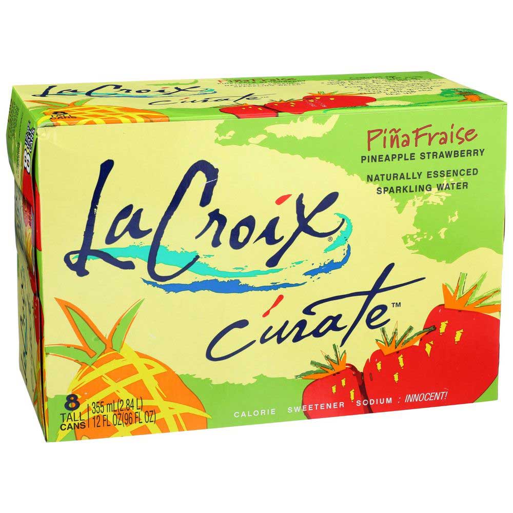 Lacroix Natural Pineapple Fraise Strawberry Sparkling Water, 12 Fluid Ounce, 8 Count -- 3 Per Case