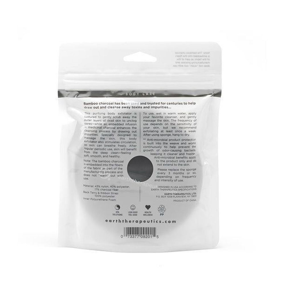 Earth Therapeutics Charcoal Round Exfoliating Sponge, 5.125 X 7.875 X 1.125 Inch