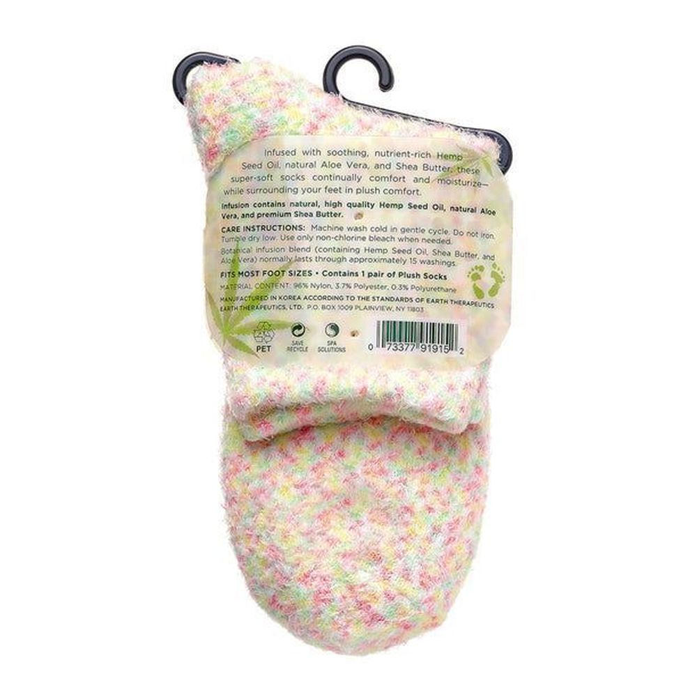Earth Therapeutics Peach Confetti Hemp Seed Oil Aloe Plush Socks