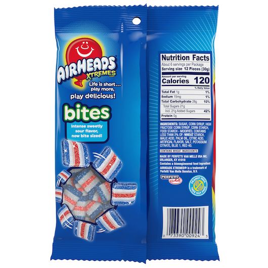 Airheads Xtremes Bites Bluest Raspberry Candy, 6 Ounce -- 12 Per Case