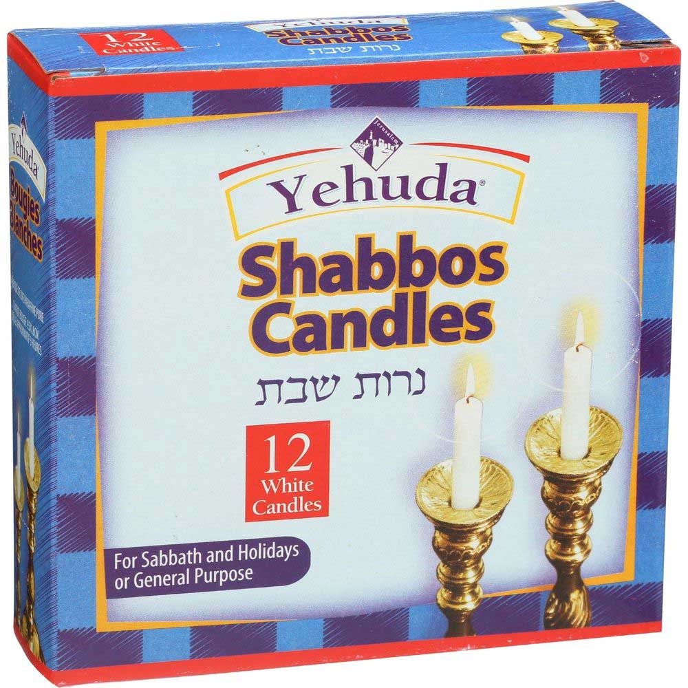 Yehuda White Shabbos Candles, 12 Count -- 24 Per Case