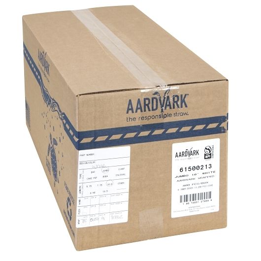 Aardvark White Jumbo Striped Solid Paper Straw, 10 Inch, 400 Count -- 8 Per Case