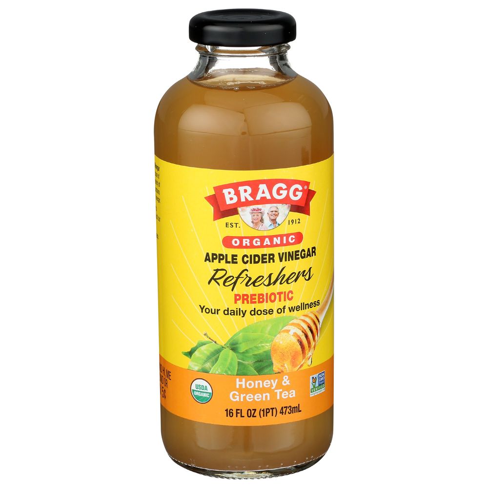 Bragg Organic Honey And Green Tea Apple Cider Vinegar Refresher, 16 Fluid Ounce -- 12 Per Case
