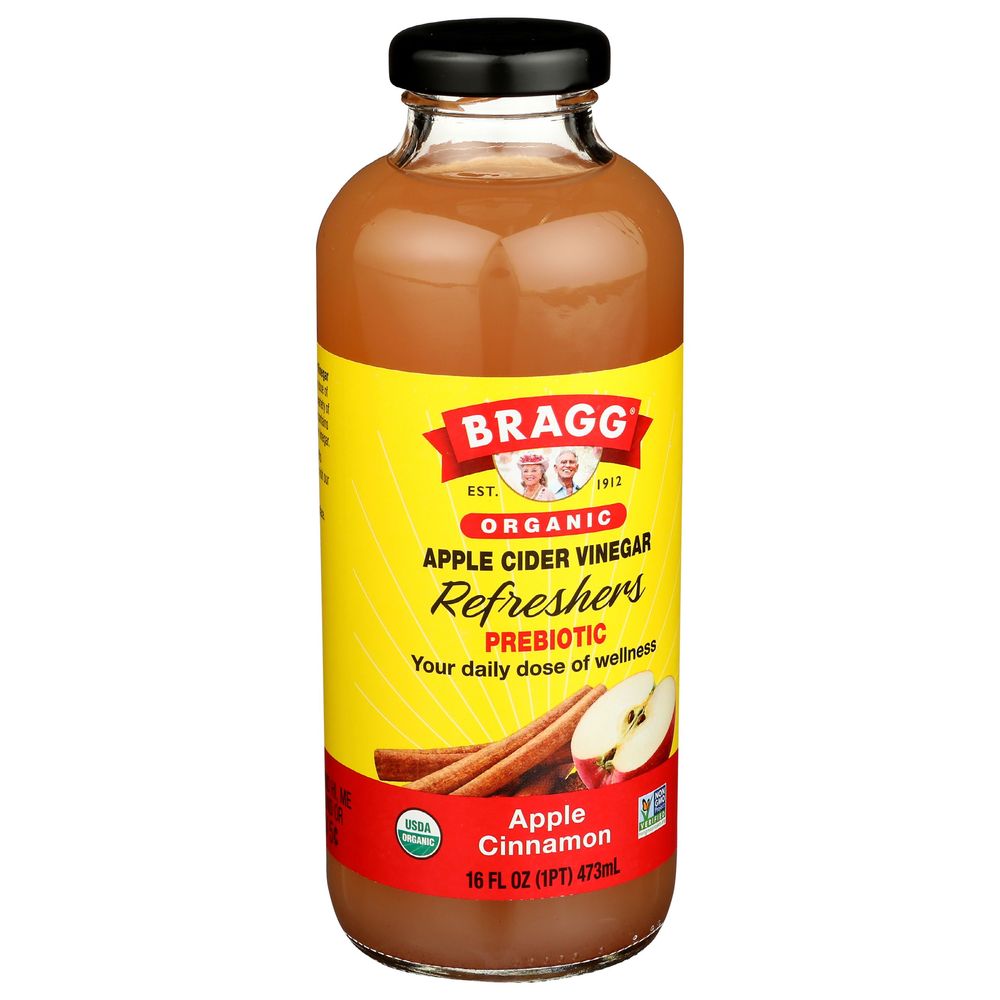 Bragg Organic Apple Cinnamon Apple Cider Vinegar Refresher, 16 Fluid Ounce -- 12 Per Case