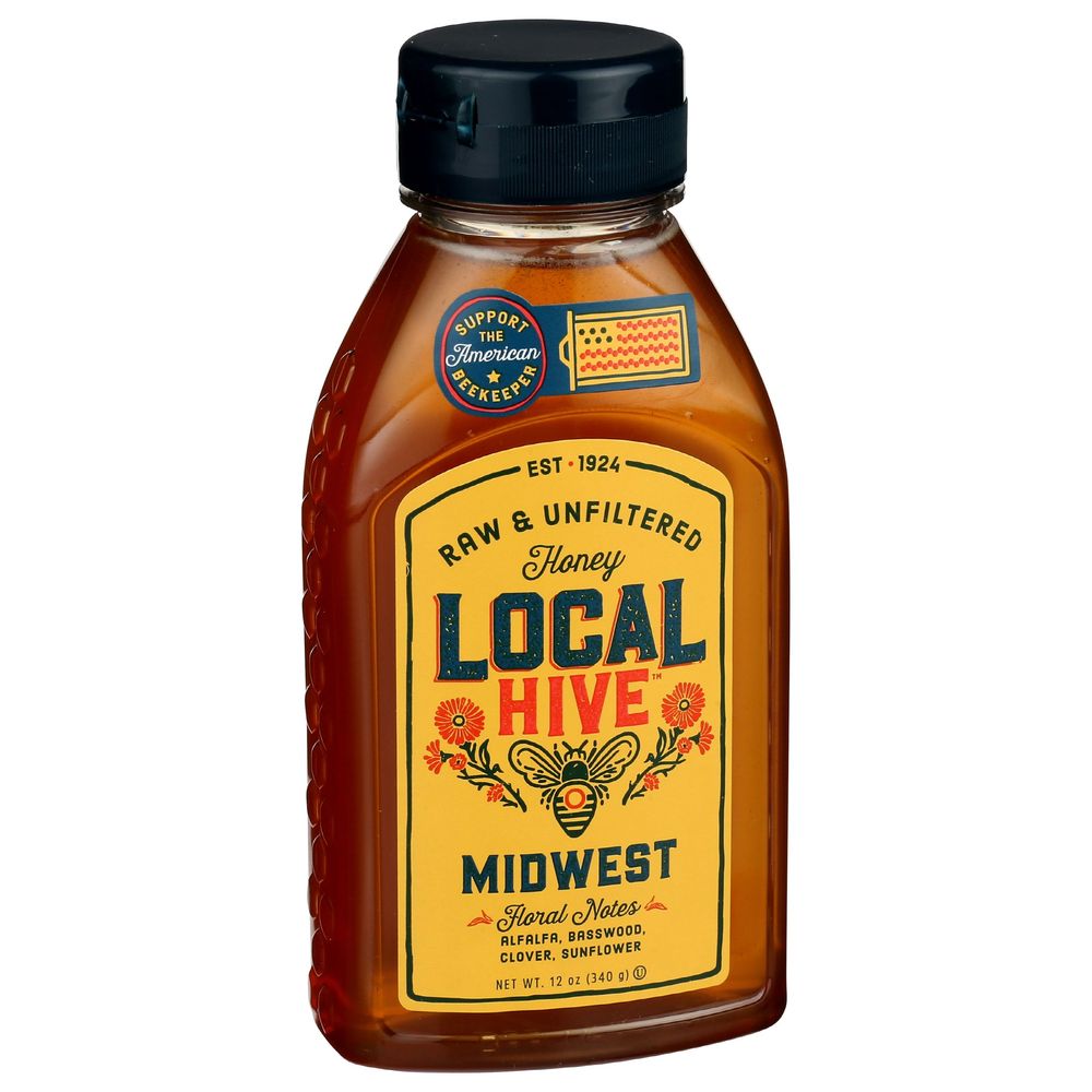 Local Hive Midwest Raw And Unfiltered Honey, 12 Ounce -- 6 Per Case