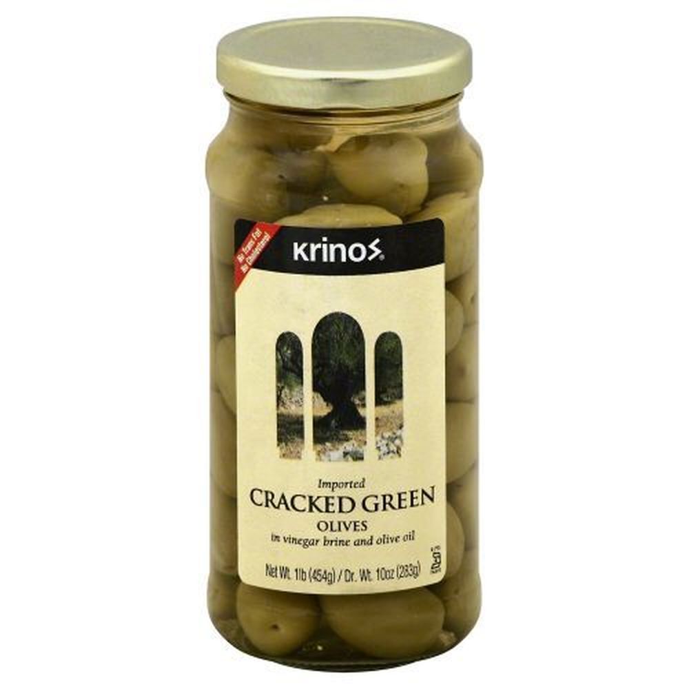 Krinos Cracked Green Olives, 16 Ounce -- 12 Per Case