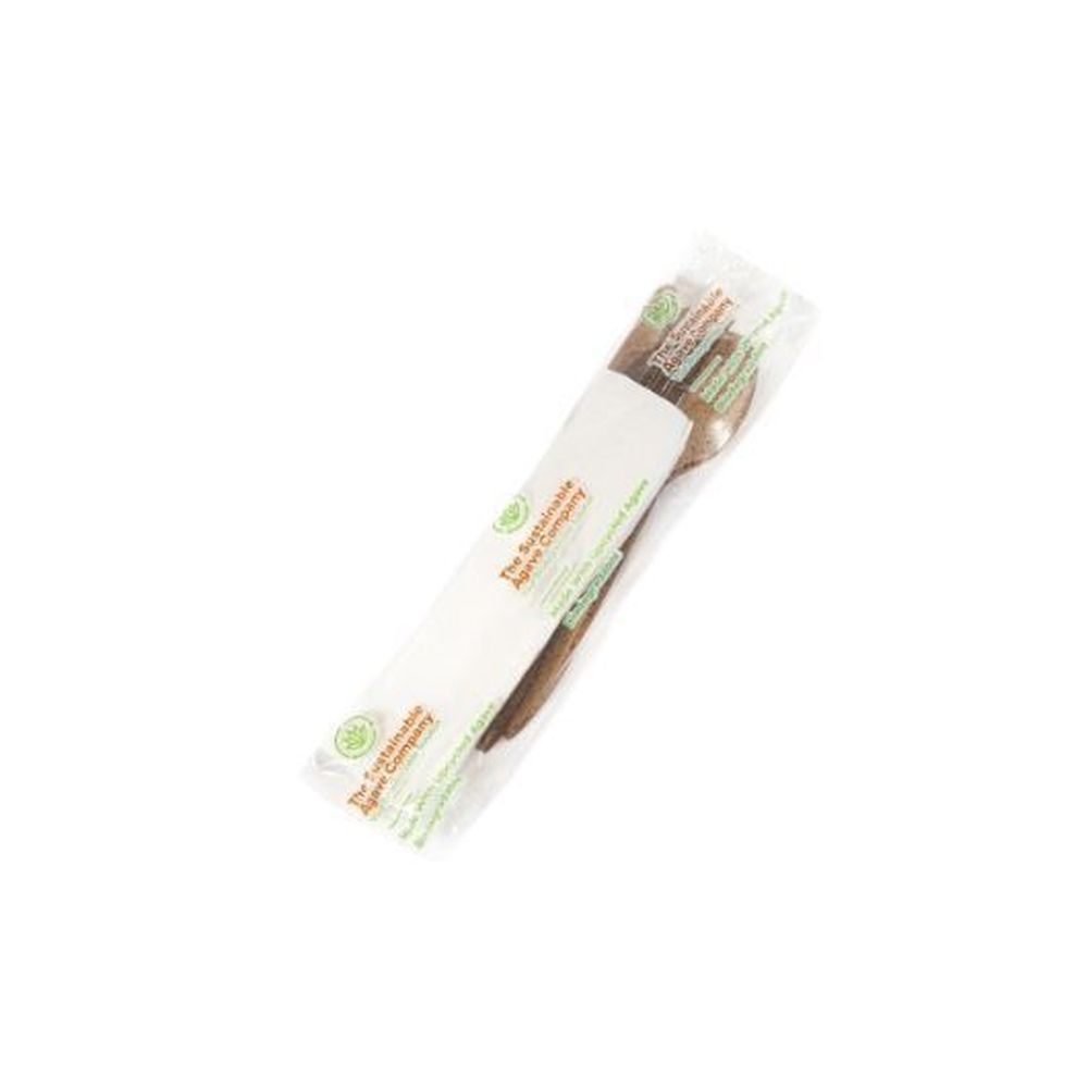 The Sustainable Agave Company Agave Brown Cutlery Kit With Napkin Wrapped In Biofilm -- 250 Per Case