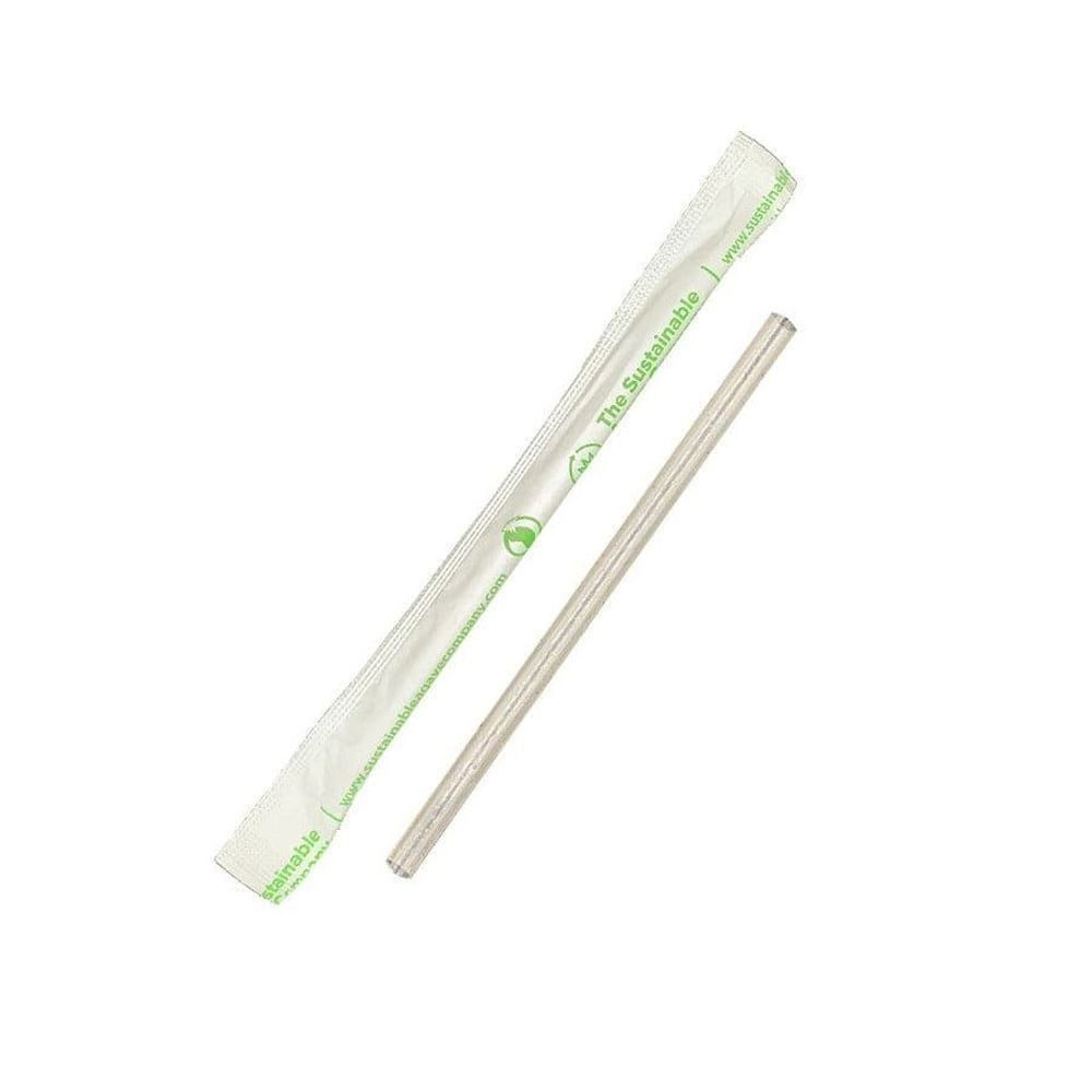 The Sustainable Agave Company 8 Inch Regular Unwrapped Compostable Clear Jumbo Straws, 500 Count -- 4 Per Case