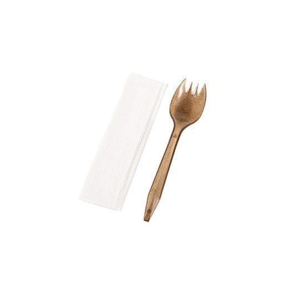 The Sustainable Agave Company Individually Wrapped Agave Brown Spork With Napkin -- 600 Per Case