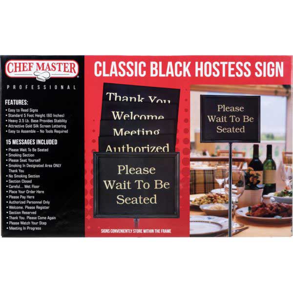 Chef-master Classic Black Finish Hostess Signs