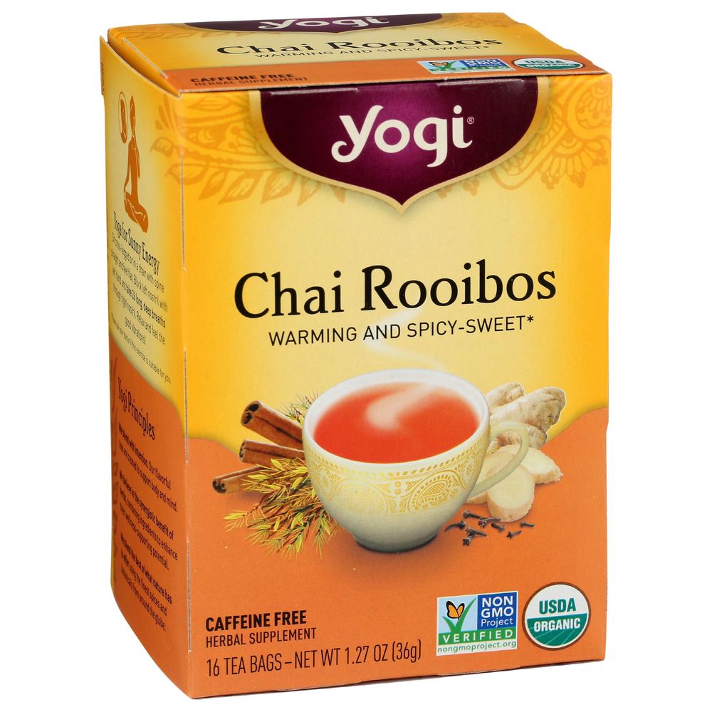 Yogi Organic Rooibos Herbal Supplement Chai Tea, 16 Tea Bags -- 6 Per Case