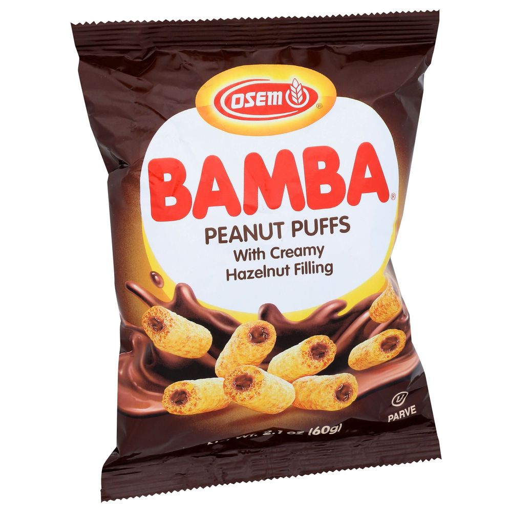 Osem Bamba Peanut Puffs Snack With Creamy Hazelnut Filling, 2.1 Ounce -- 20 Per Case