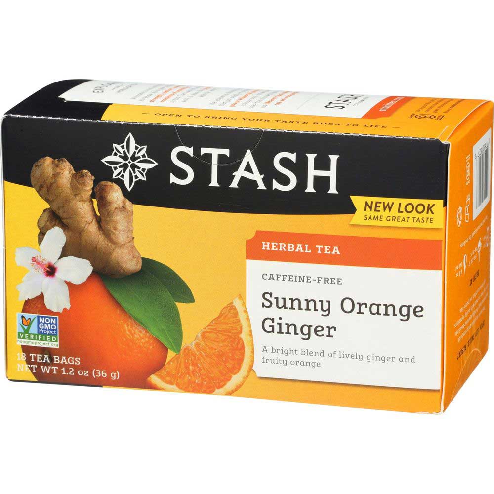 Stash Sunny Orange Ginger Herbal Tea, 18 Tea Bags Count -- 6 Per Case