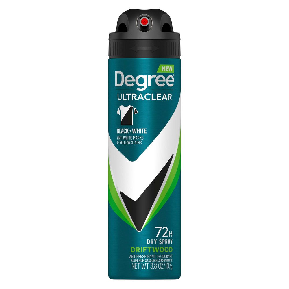 Degree Men Ultraclear Black Plus White Driftwood Antiperspirant Deodorant Dry Spray, 3.8 Ounce -- 12 Per Case