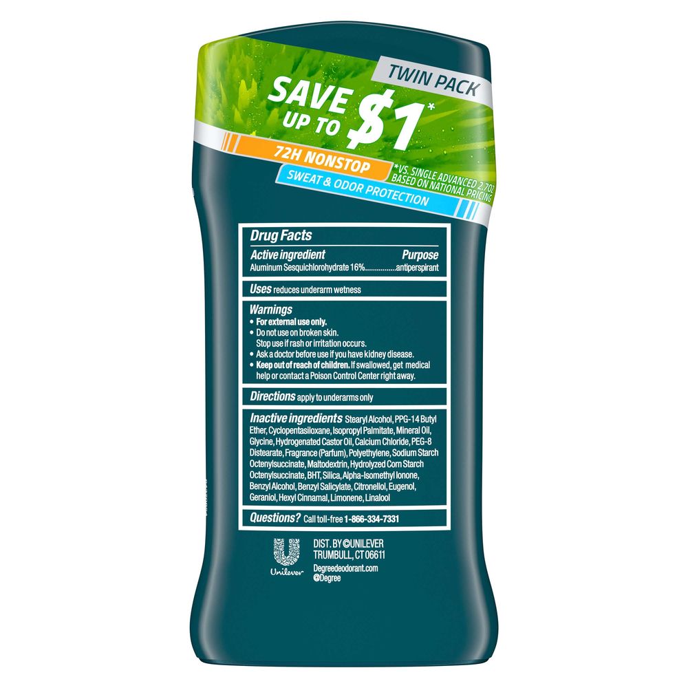 Degree Men Advanced Protection 72h Motionsense Extreme Blast Antiperspirant Deodorant, Twin Pack, 5.4 Ounce -- 6 Per Case