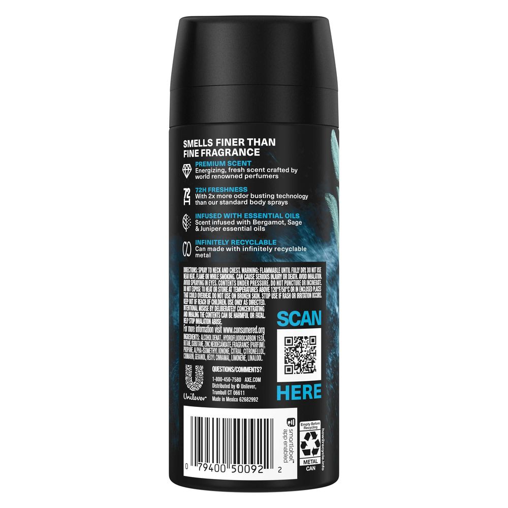 Axe Fine Fragrance Collection Aqua Bergamot Premium Deodorant Body Spray For Men, 4 Ounce -- 12 Per Case