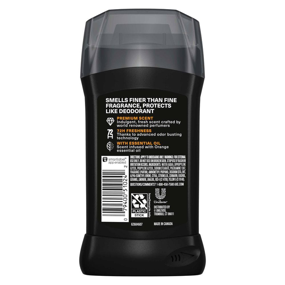 Axe Fine Fragrance Collection Black Vanilla With Orange Plus Sandalwood Essential Oils Premium Deodorant Stick, 3 Ounce -- 12 Per Case