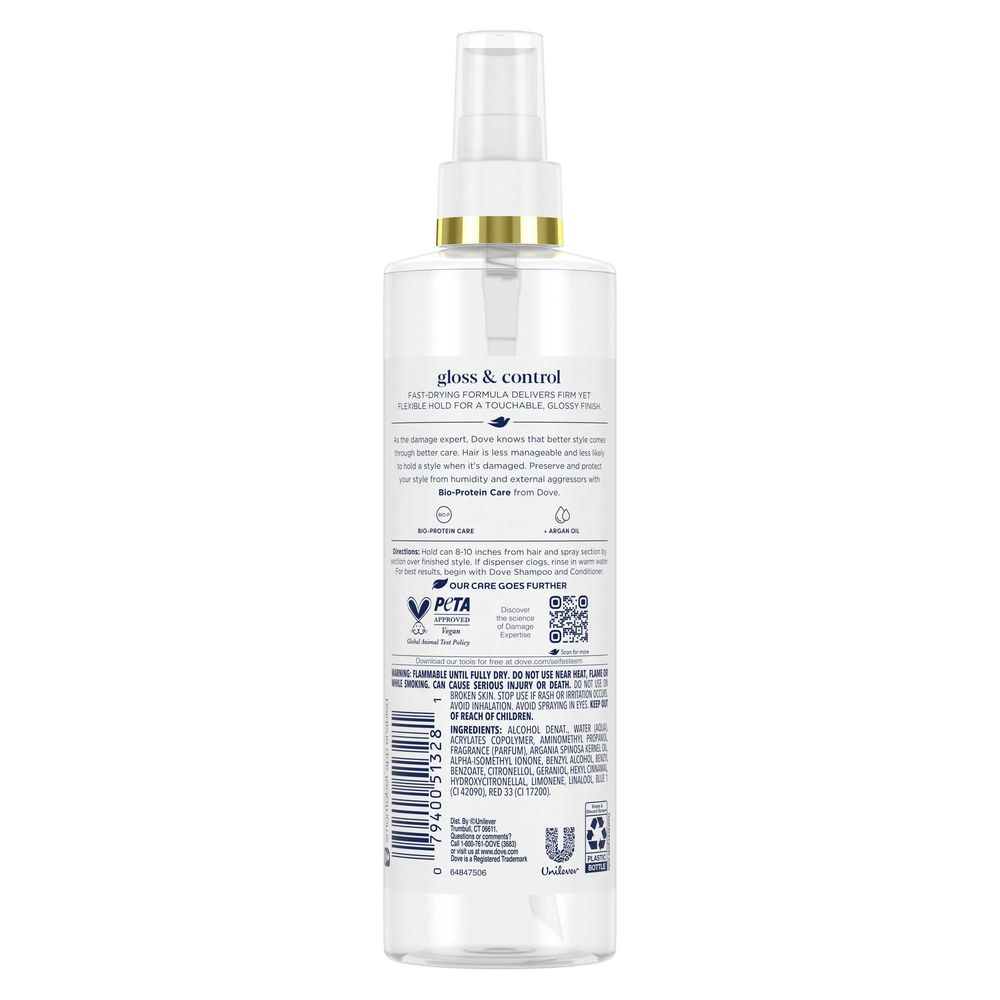 Dove Gloss And Control Hairspray Non-aerosol Extra Hold Styling Hairspray, 9.25 Ounce -- 12 Per Case