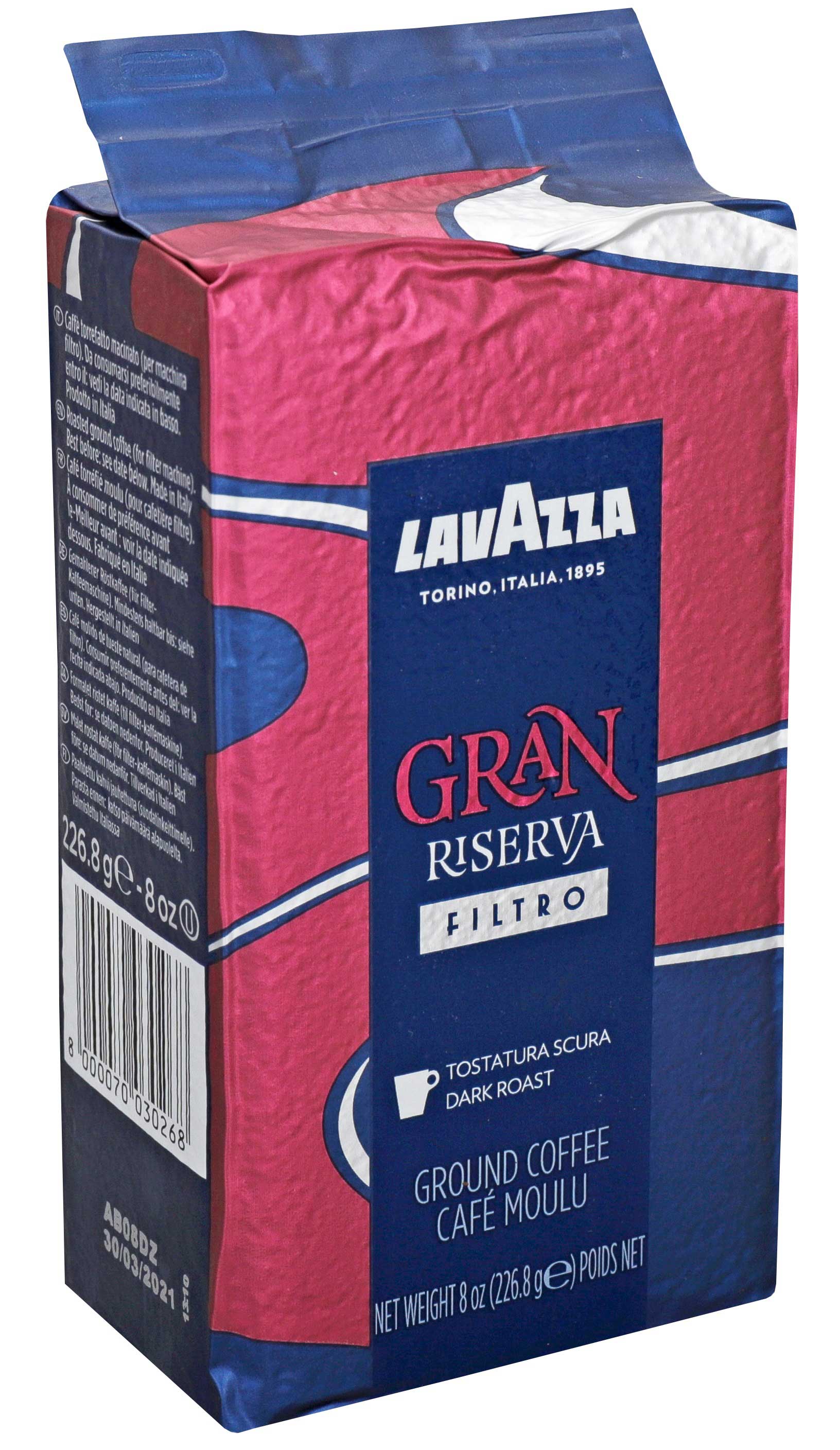 Lavazza Riserva Filter Dark Roast Ground Coffee, 8.007 Ounce -- 20 per case