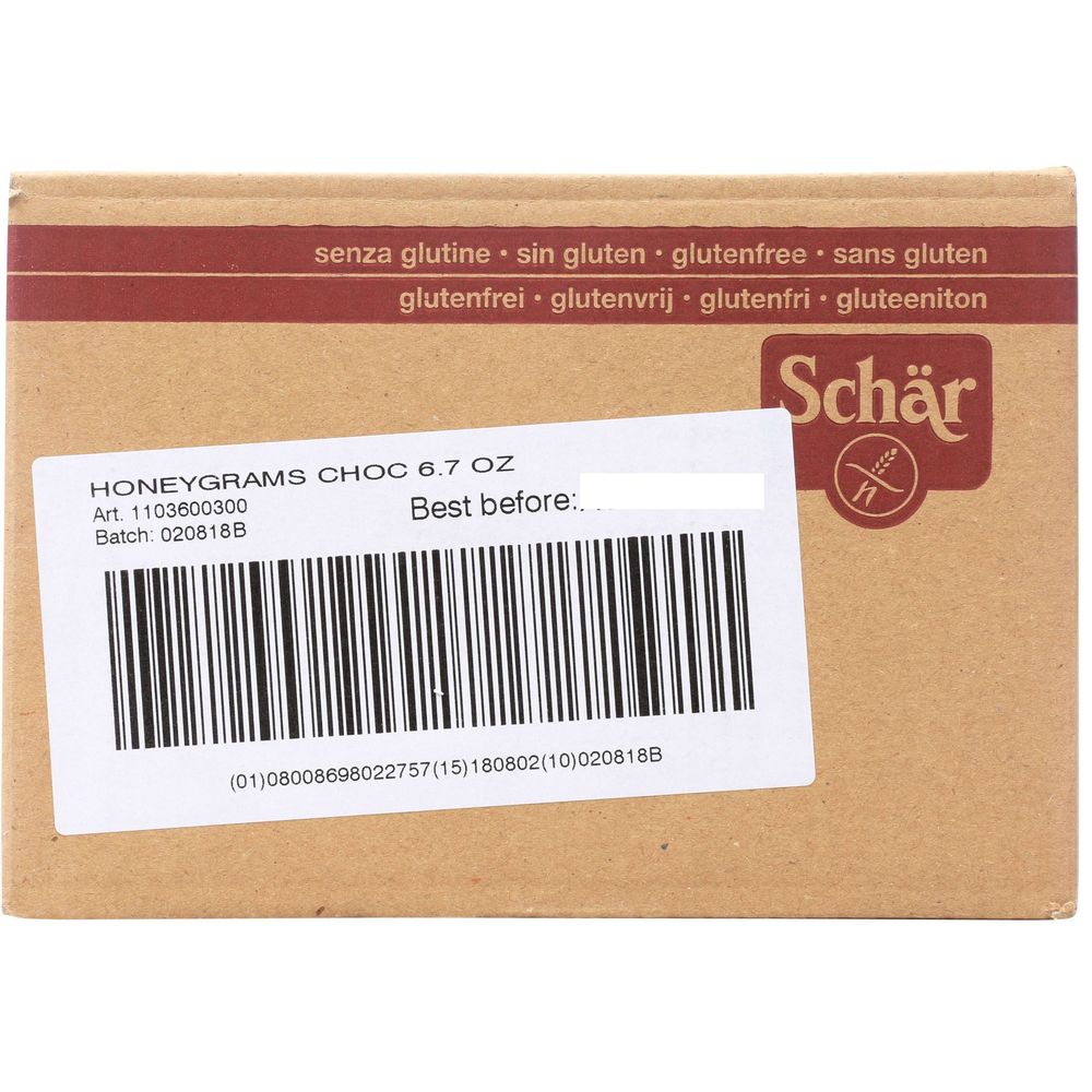 Schar Gluten Free Chocolate Honeygrams Cookie, 6.7 Ounce -- 6 Per Case