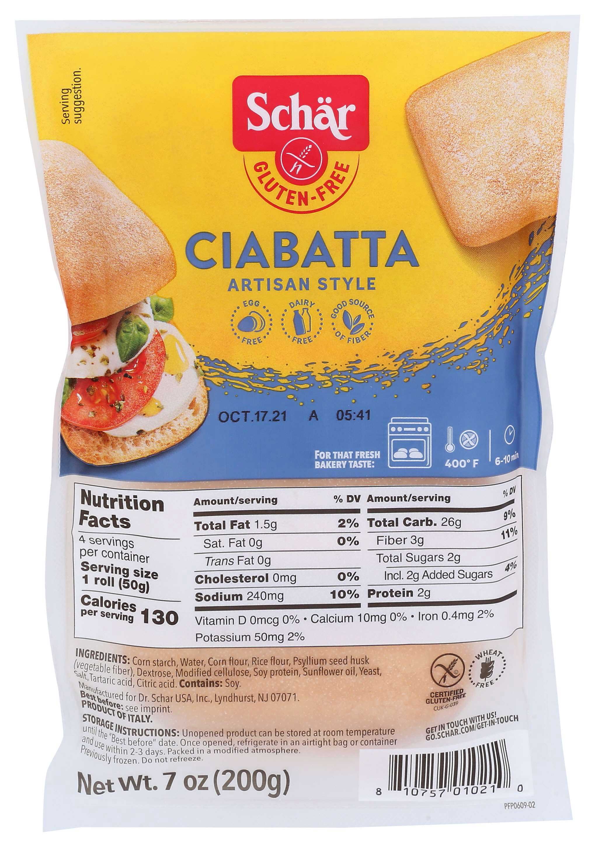 Schar Ciabatta Roll, 7 Ounce -- 5 Per Case