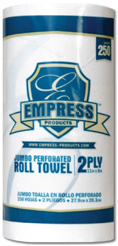 Empress White 2 Ply Kitchen Paper Towel Roll, 8 X 11 inch - 85 sheets per roll -- 30 rolls per case