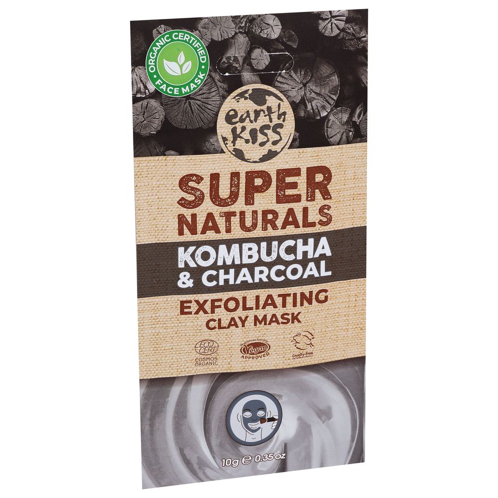 Earth Kiss Organic Kombucha And Charcoal Exfoliating Clay Mask, 0.35 Ounce -- 12 Per Case