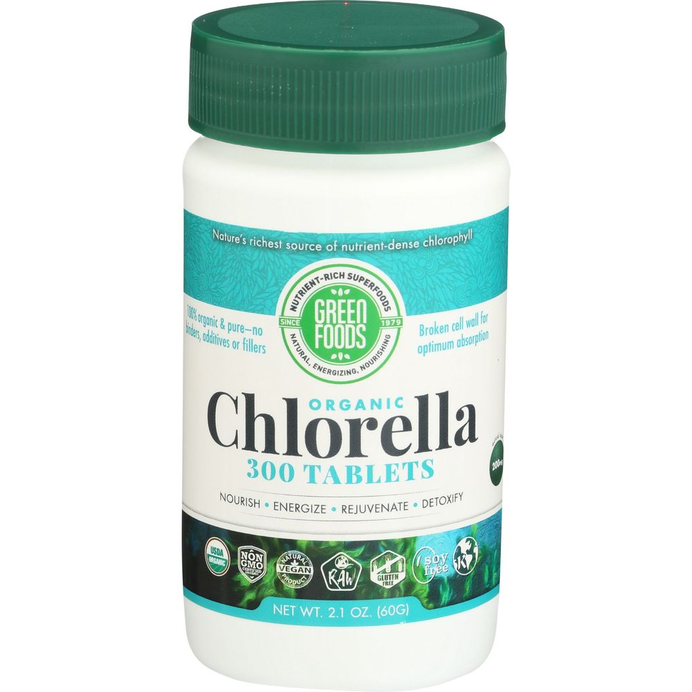 Green Foods Organic 200mg Chlorella Tablets, 300 Count