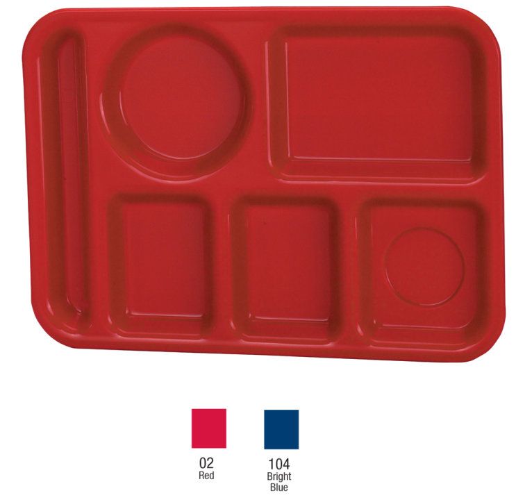 Vollrath 9.75 X 13.75 Left Handed Red Polypropylene School Tray, 24 Count