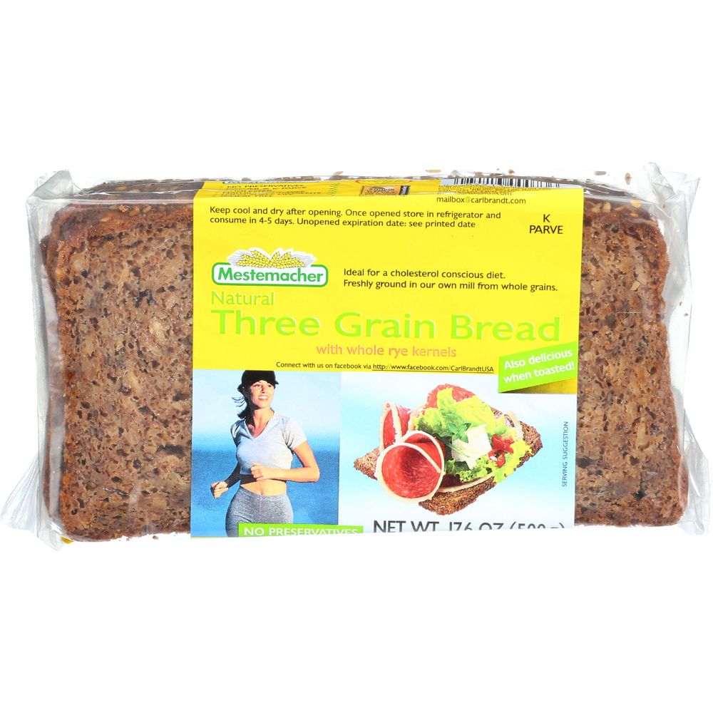 Mestemacher Three Grain Bread, 17.6 Ounce -- 12 Per Case