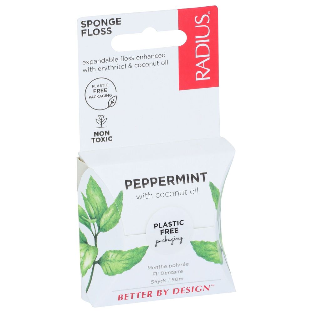Radius Peppermint Vegan Sponge Floss -- 6 Per Case