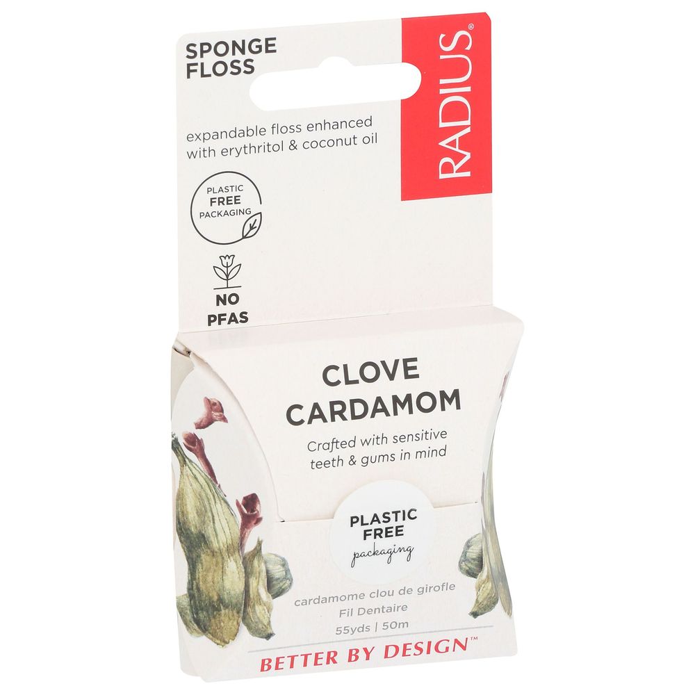 Radius Organic Clove Cardamom Sponge Floss, 55 Yard -- 6 Per Case