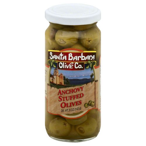 Santa Barbara Anchovy Stuffed Olives, 5 Ounce -- 6 Per Case
