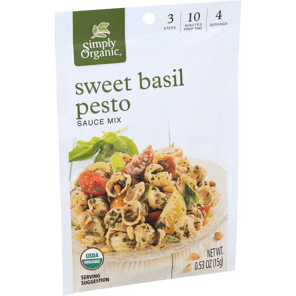 Simply Organic Sweet Basil Pesto Seasoning Mix, 0.53 Ounce -- 12 Per Case