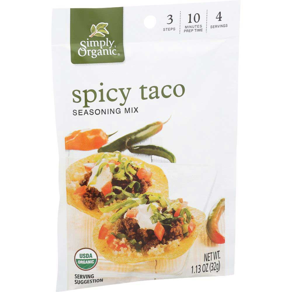 Simply Organic Southwest Spicy Taco Seasoning Mix, 1.13 Ounce -- 12 Per Case