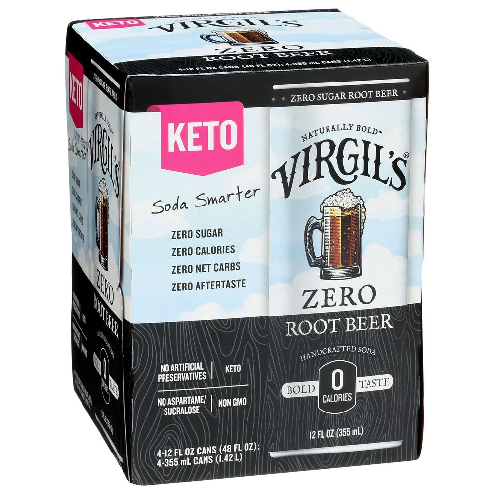 Virgil's Zero Sugar Rootbeer Soda, 12 Fluid Ounce -- 24 Per Case