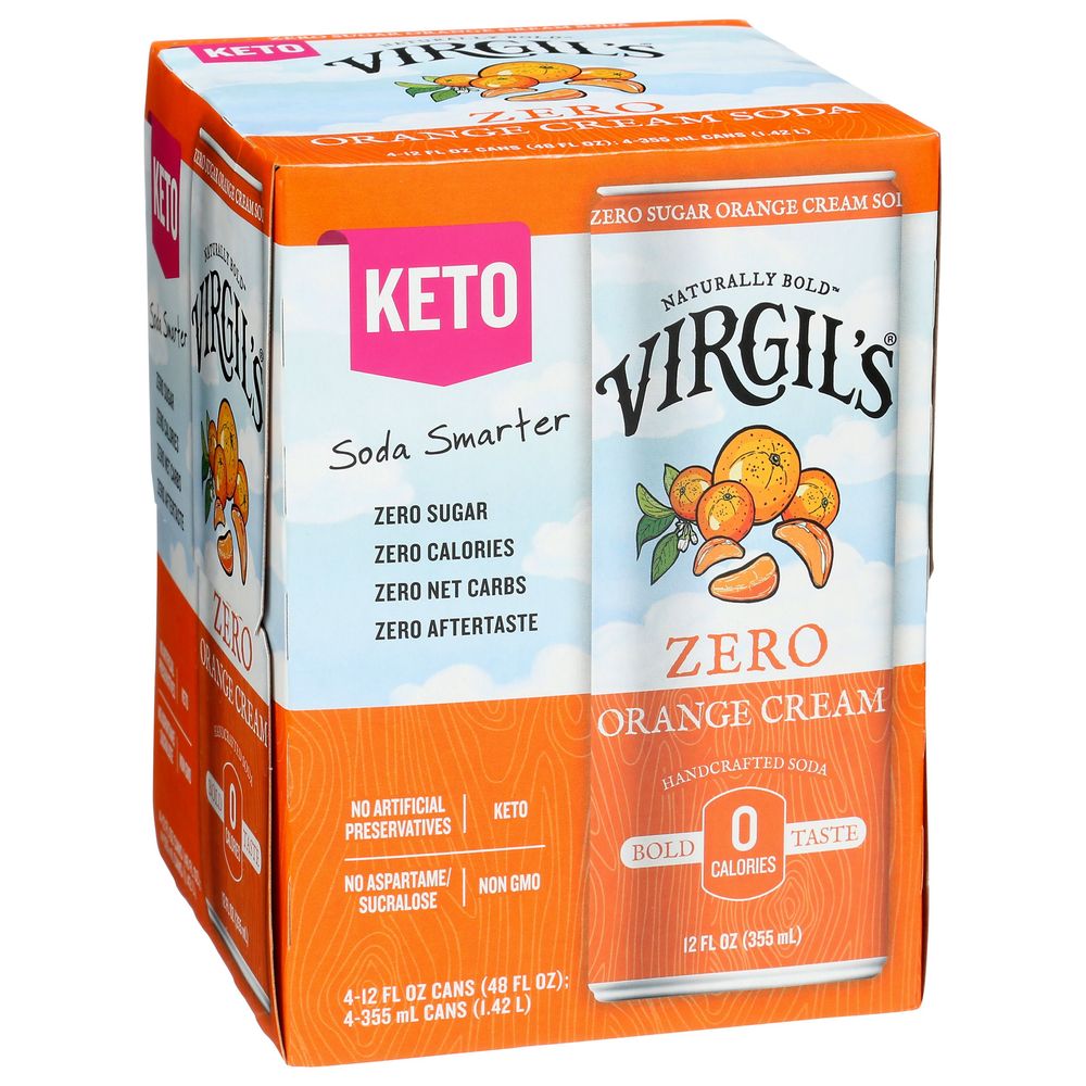 Virgils Zero Sugar Orange Cream Soda, 48 Fluid Ounce -- 6 Per Case