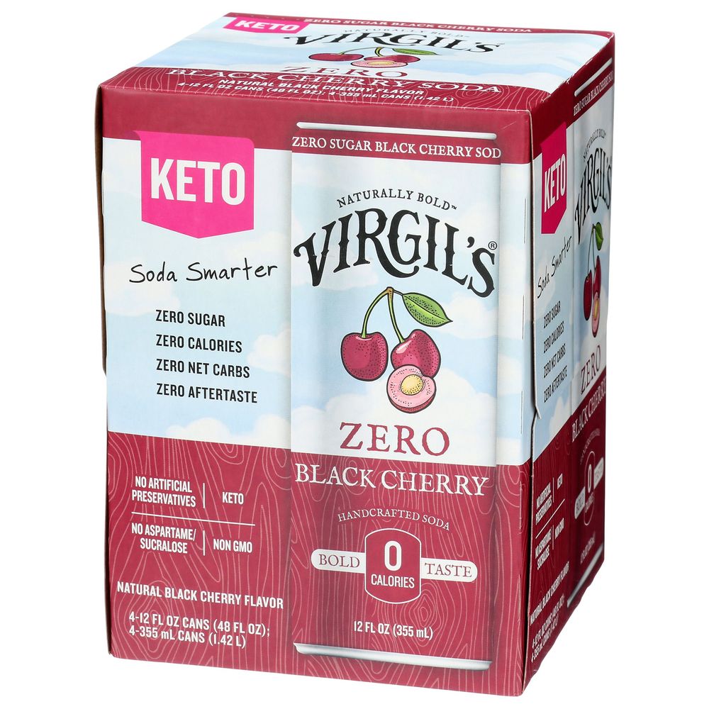 Virgils Zero Sugar Black Cherry Soda, 48 Fluid Ounce -- 6 Per Case